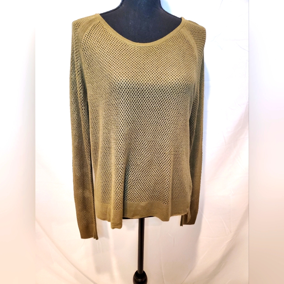 Rag And Bone Scoop Neck Long Sleeve Top, Army Green, Size Large